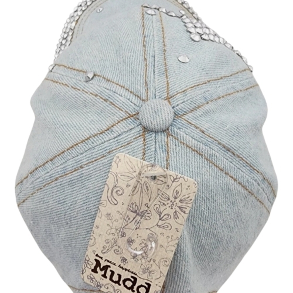 Mudd Light Blue Denim Bling Hat NWT Rhinestone Star Studded Baseball Cap Y2K - Picture 3 of 6
